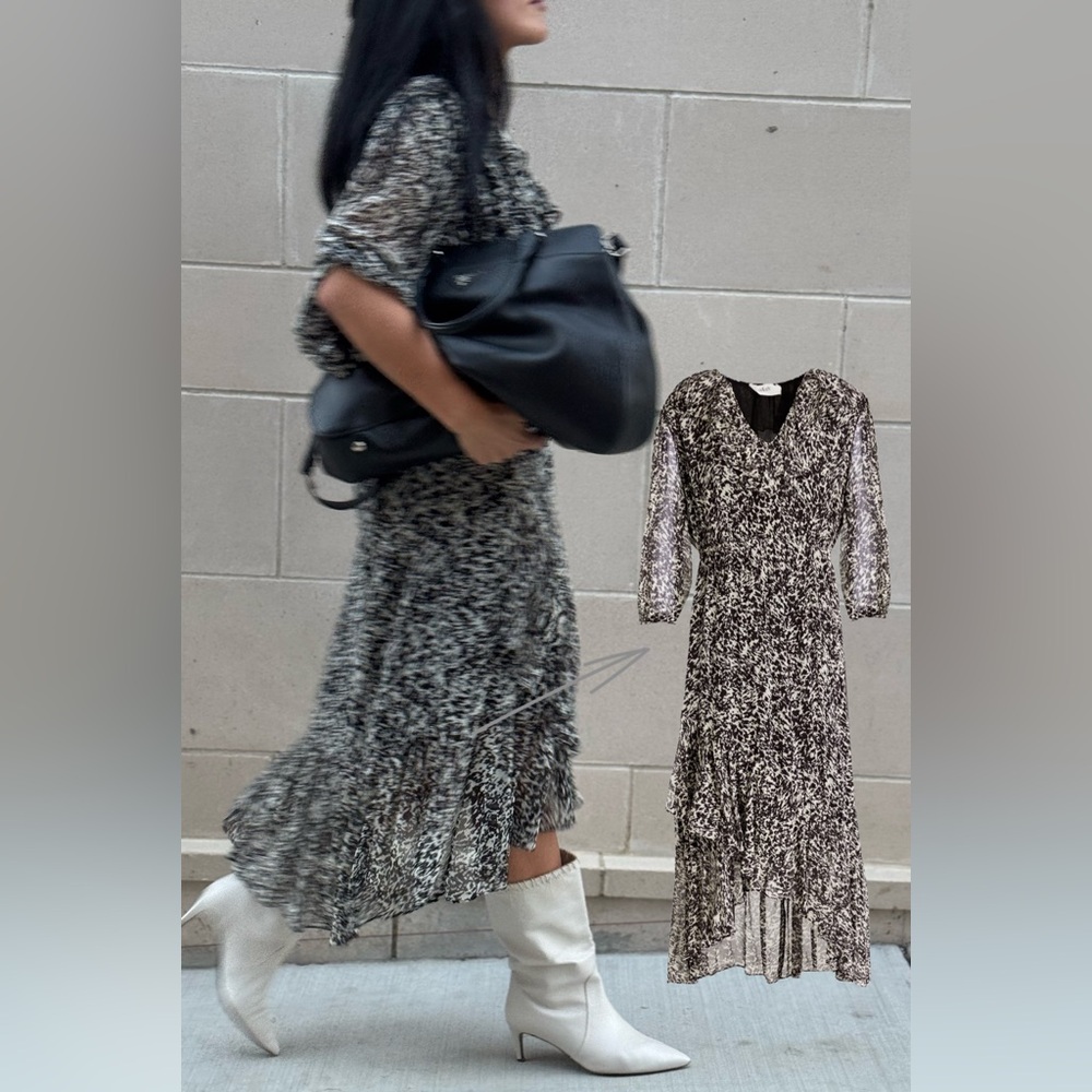 BA&SH Erym ruffled printed crepon dress